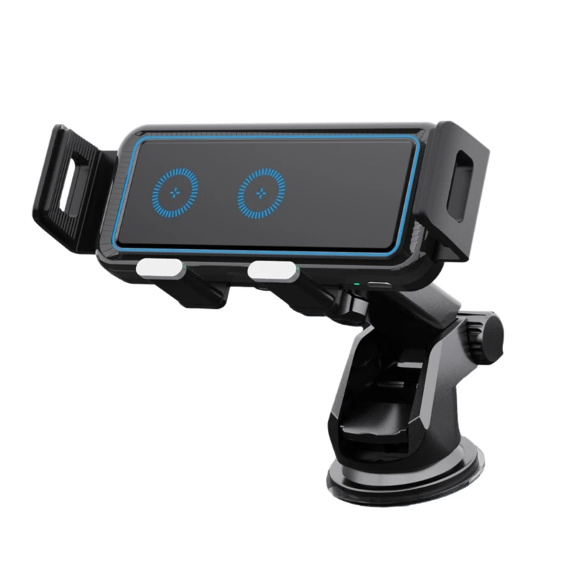 15W Double Coil Wireless Car Charger Mount Holder Auto Clamps Fast Car Charger for Most Smartphone Mobile Device