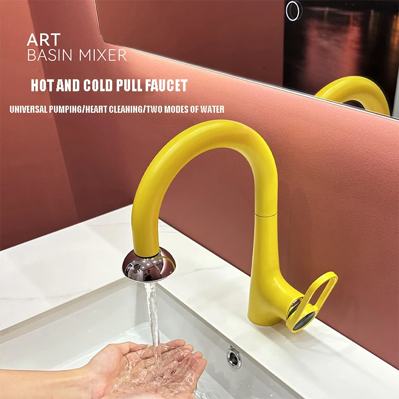 New Fashionable Household Dual-Function Basin Pull-Out Hot And Cold Water Faucet