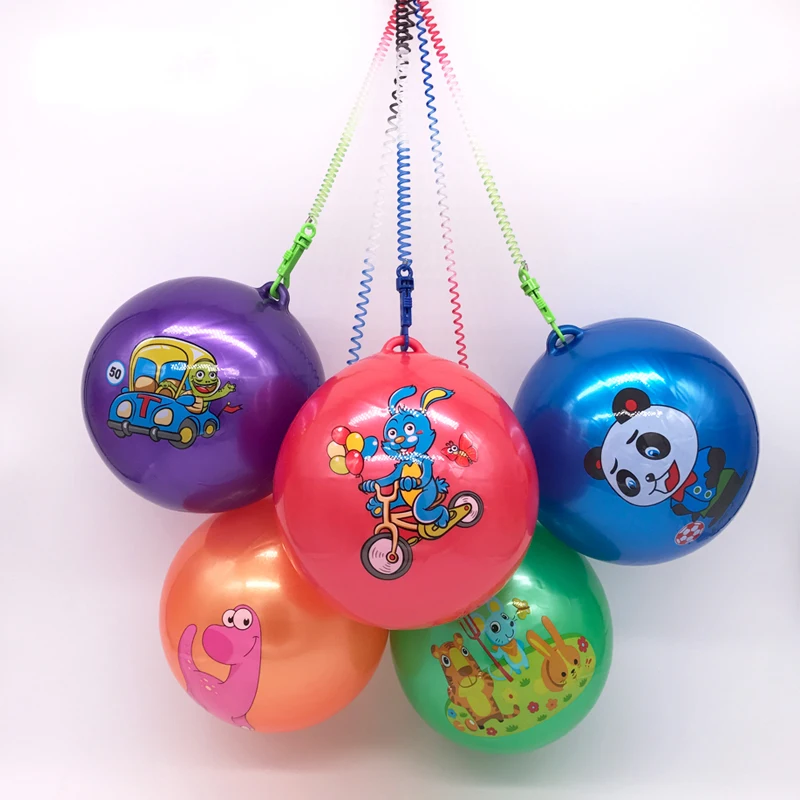 Children Game Bouncing Balls With Chain Kids Entertainment Play Portable 22cm Inflatable Soft Ball Toys