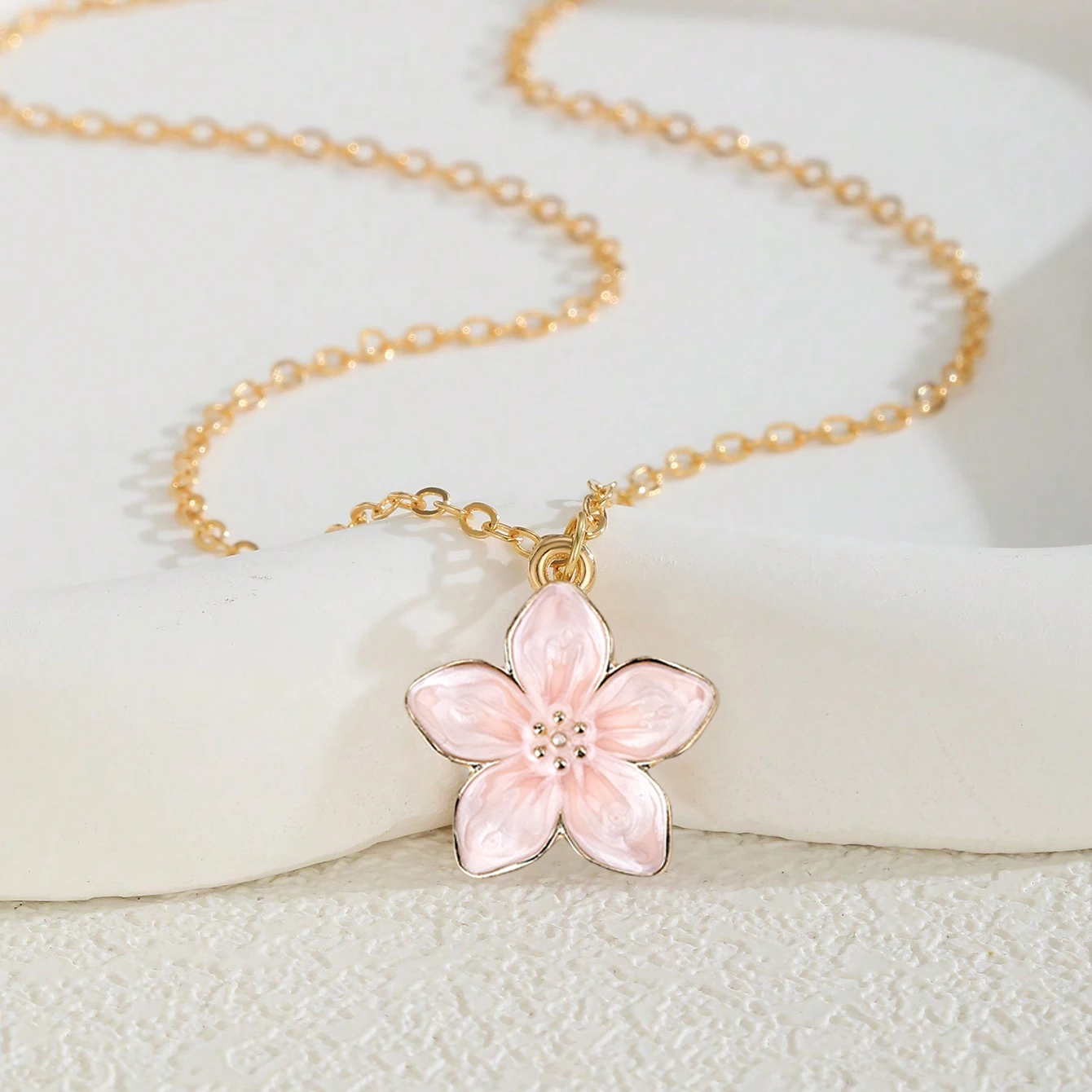 جديد زهر الكرز الكورية اليابانية البرسيم زهرة قلادة قلادة للنساء الطازجة تنوعا رائعة هدية جديدة قلادة #3