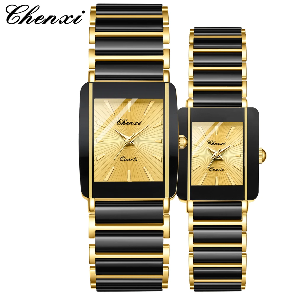 CHENXI Fashion Couple Watches Top Brand Men Ladies Quartz Wristwatch Lover Waterproof Stainless Steel Valentine Gift Pair