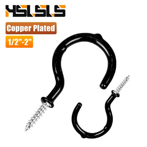 HSLSLS 10-30pcs Black Ceiling Hooks Screw-in Mug Hooks 1/2"-2" Carbon Steel for Cup Hooks Wooden and Drywall with Anchors