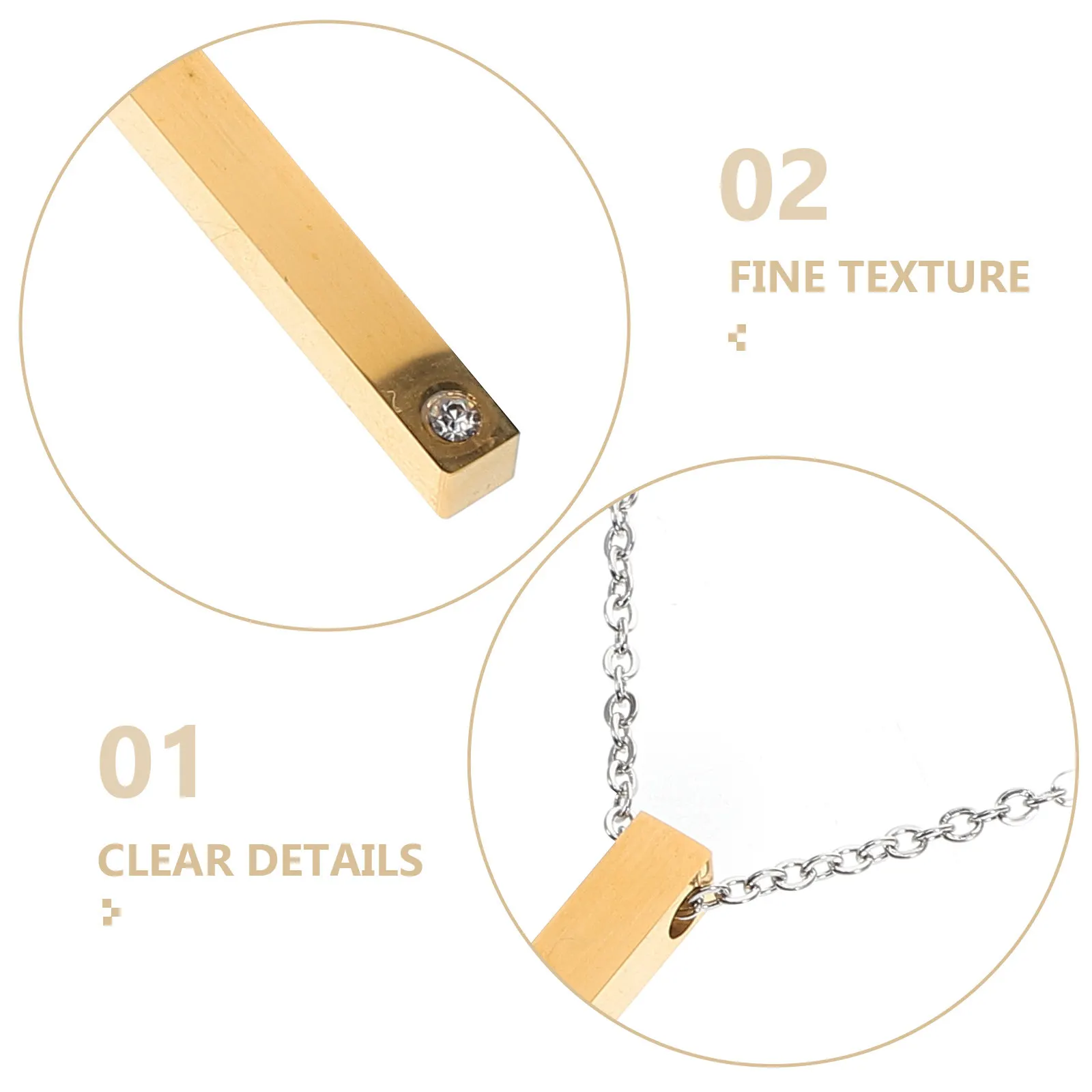 Sleek Stainless Steel Rectangle Bar Necklace for Men Women Couple Matching DIY Name Engraving Rhinestone Daily Party