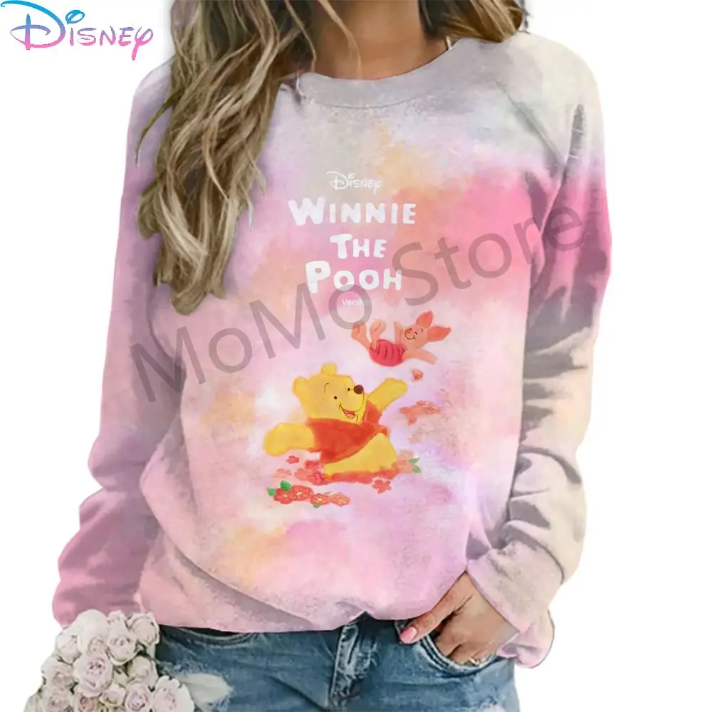 Women\'s Long Sleeve Sweatshirts O Neck Disney Winnie The Pooh Streetwear 2024 3D Print Street Wear Autumn Fashion Leisure S-3XL