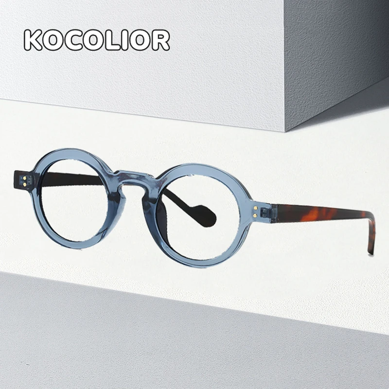 

KOCOLIOR Retro Small Round Frame Anti Blue Light Photochromic Reading Glasses for Men and Women Fashion Transparent Blue Glasses