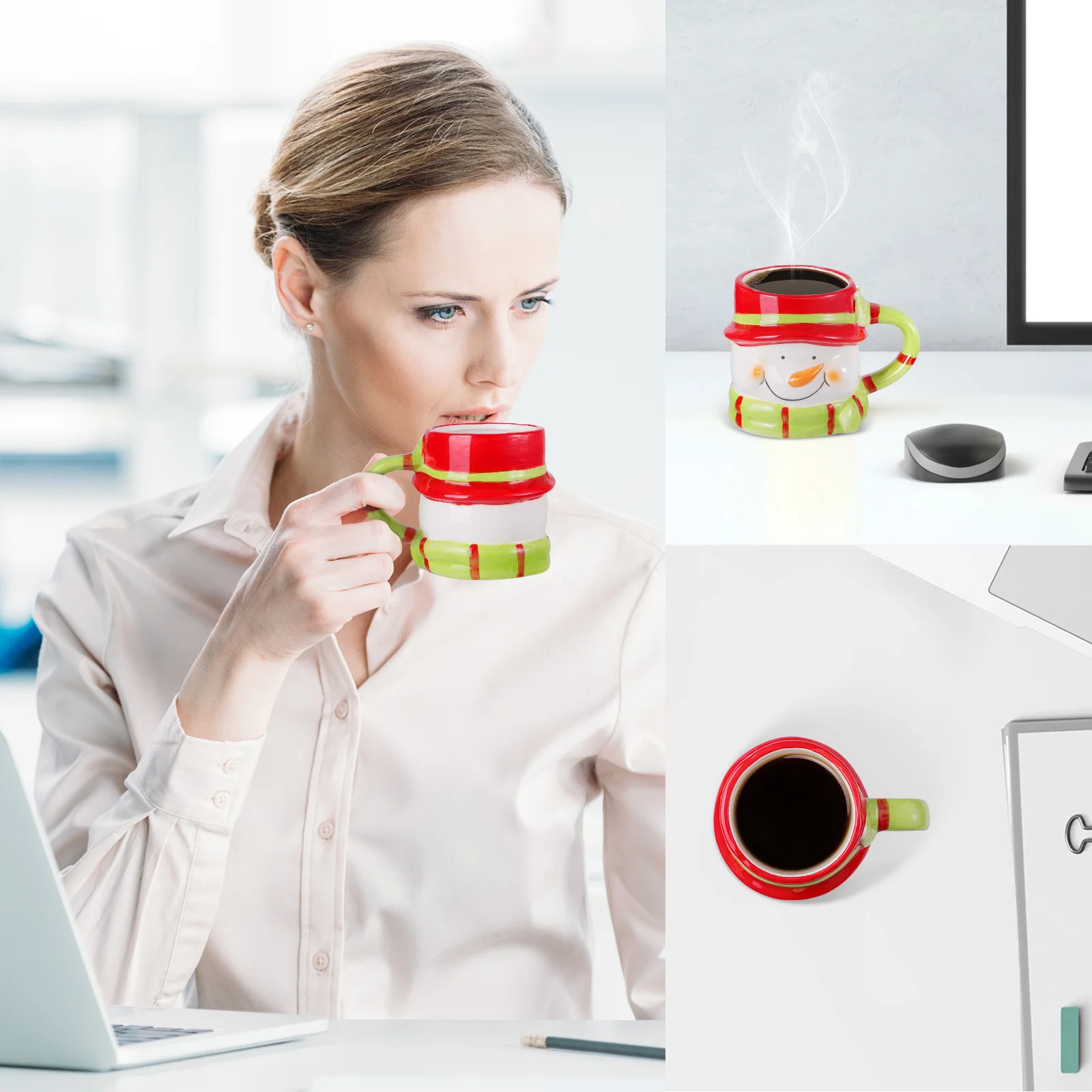 

1Pcs Ceramic Mug Cup Snowman Design Christmas Party Beverage Container Microwave Safe for Hot Drinks Ceramic Milk Mug