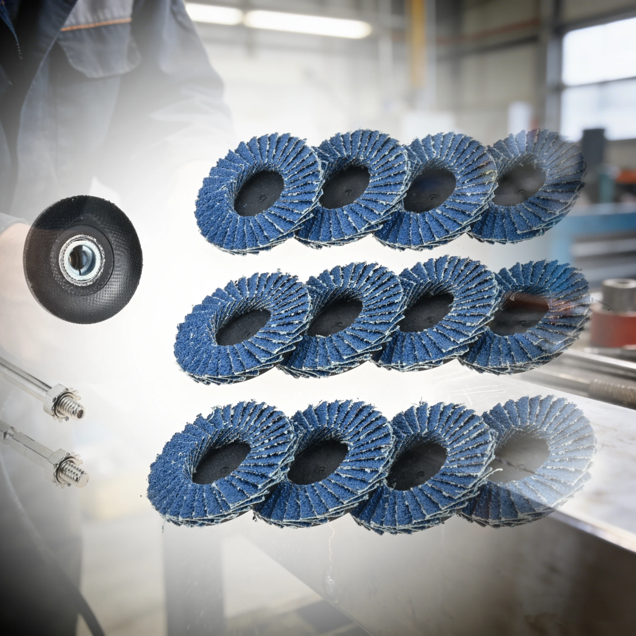 

48PCS 2 Inch Flap Disc Set Roll Lock Sanding Discs 40 60 80 120Grit With 1/4 Inch Holder For Angle Grinder Rust Removal Durable