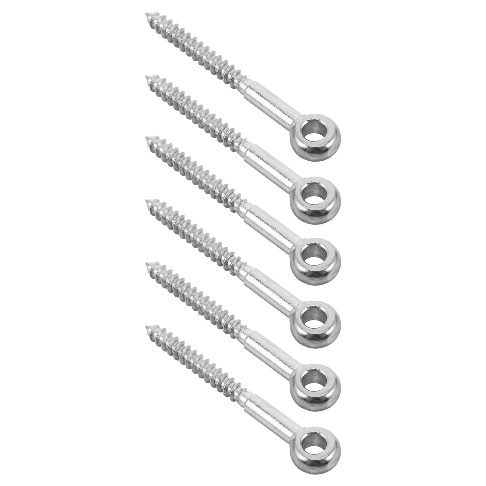 6Pcs Stainless Steel Heavy Duty Eye Bolts Threaded Screw Eye Bolts for Wood Self Tapping Eyelet Hooks Hanging Plants Hammocks