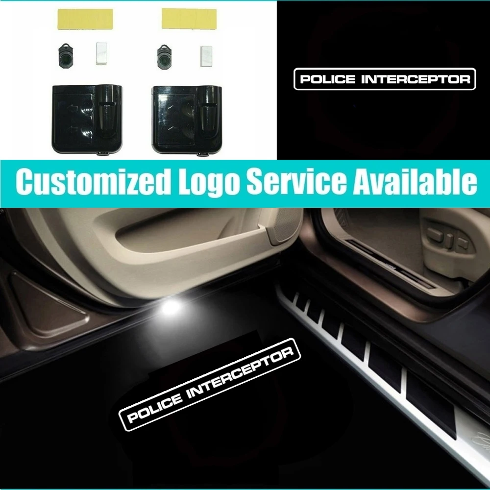 

2 Pieces POLICE INTERCEPTOR Logo Shadow Lights LED Lamp Welcome Lights Car Door Welcome Laser Projector