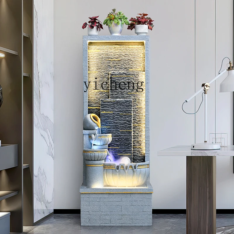 

ZC simple water curtain wall circulating water floor ornament living room office lucky landscaping