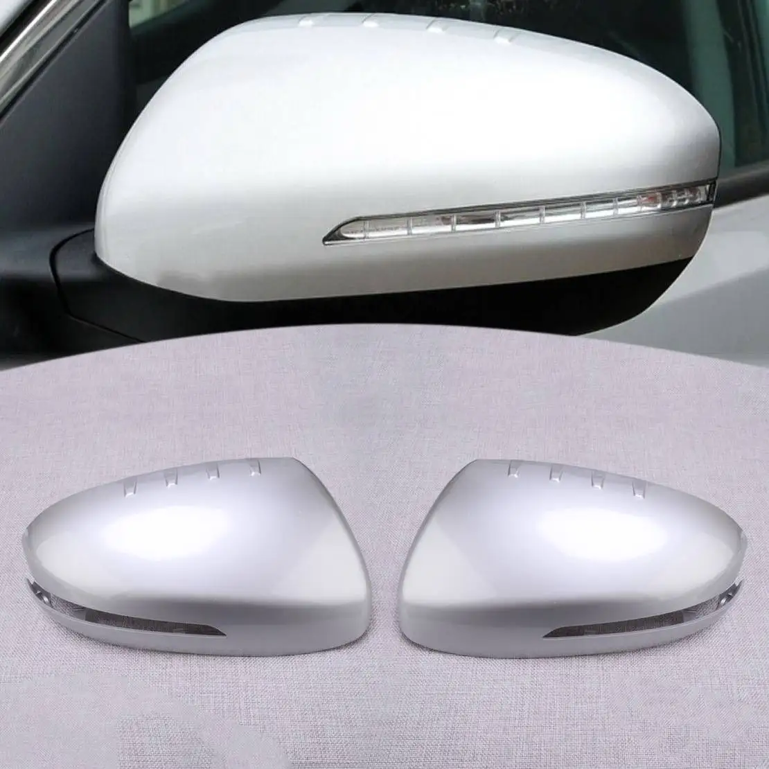 

Автомобильная передняя левая и правая крышка зеркала заднего вида, подходит для Kia Optima K5 2011-2015, серебристый ABS