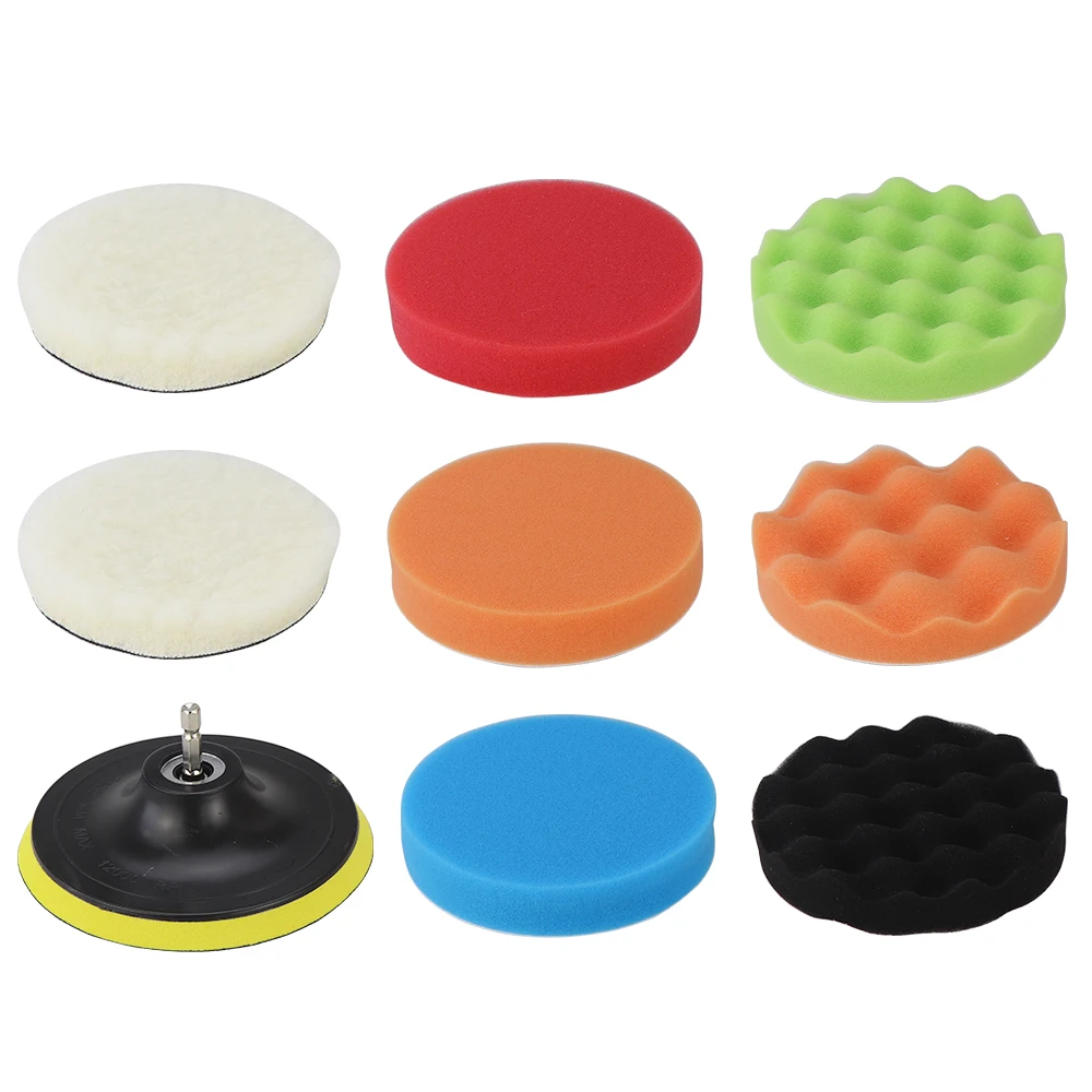 Kit per lucidatura per auto di bellezza automatica 9cs 125mm - Lucidatore in spugna Strumento per ceratura pulita con tamponi per lucidatura durevoli per lucidatura del veicolo Clea