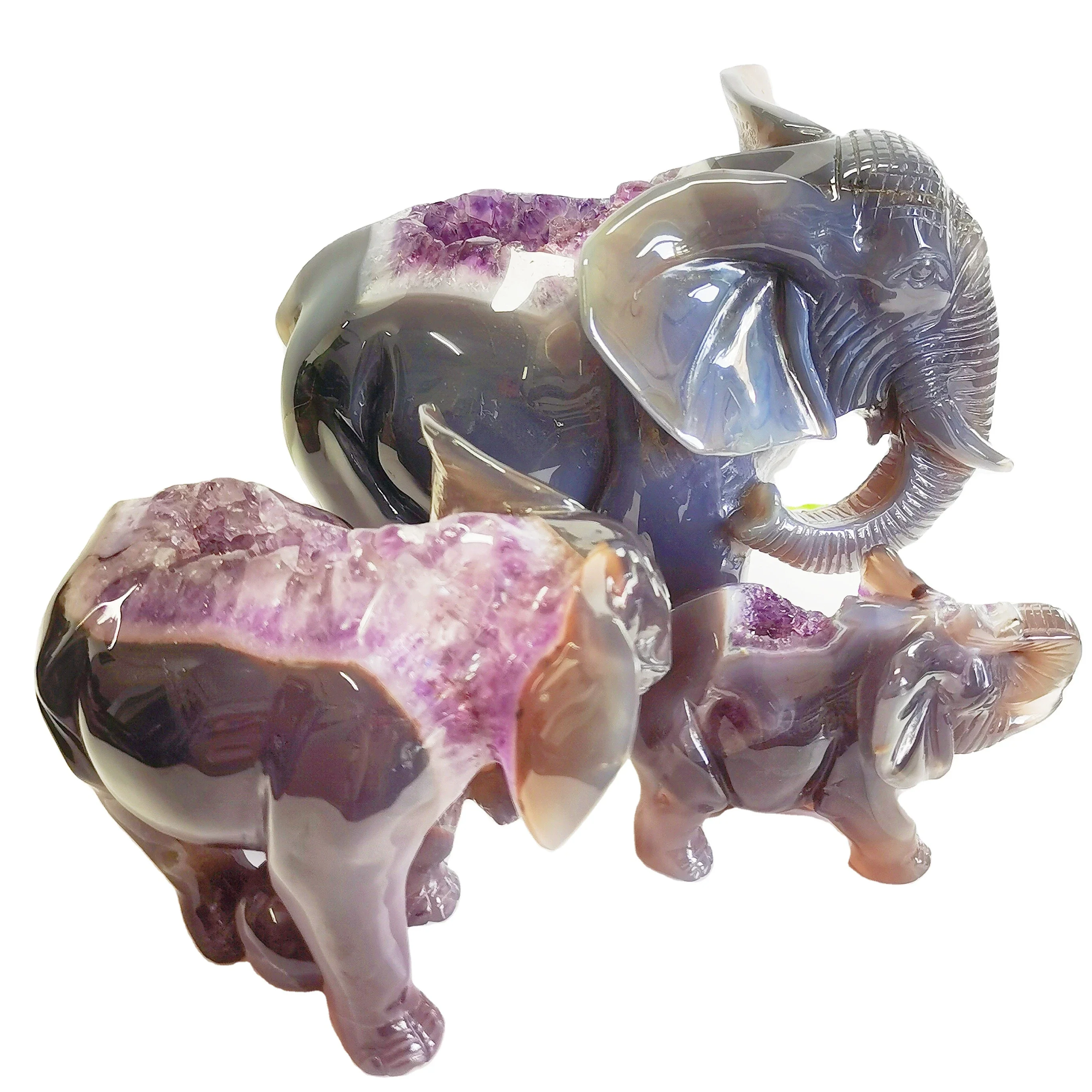 YYHC-Unique natural agate geode hand-carved gemstone crystal statue collection