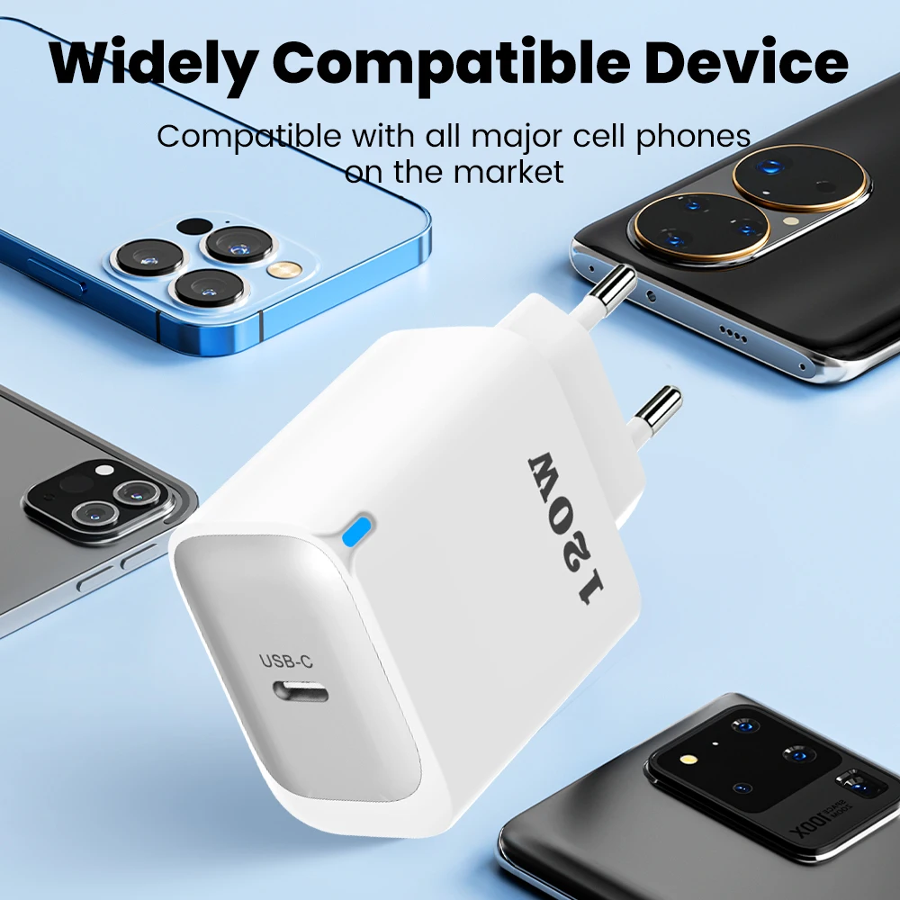 120W PD Fast Charger Type C Quick Charge 3.0 USB C Charger Adapter For iPhone 15 16 Samsung Xiaomi 0.25m USB C to C Short Cable