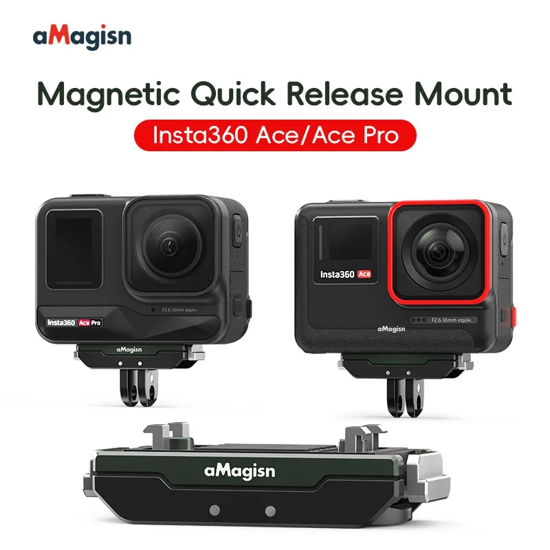 1 szt. aMagisn metalowa magnetyczna podstawa z mechanizmem szybkiego uwalniania uchwyt adaptera przenośność akcesoria do aparatu sportowego dla Insta360 Ace Pro/AcePro2