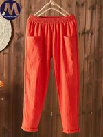 High Waist Women's Pants Summer Slim Fit Elastic Waist Straight Tube Harun Korean Fashion Leisure Loose Trousers 3