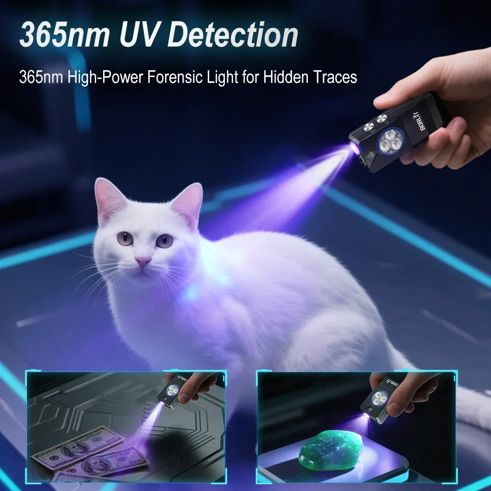 BORUiT EV30 550LM Keychain EDC Flashlight Type-C Rechargeable UV LED Work Light Torch with Magnet Camping Pocket Lantern - Image 3