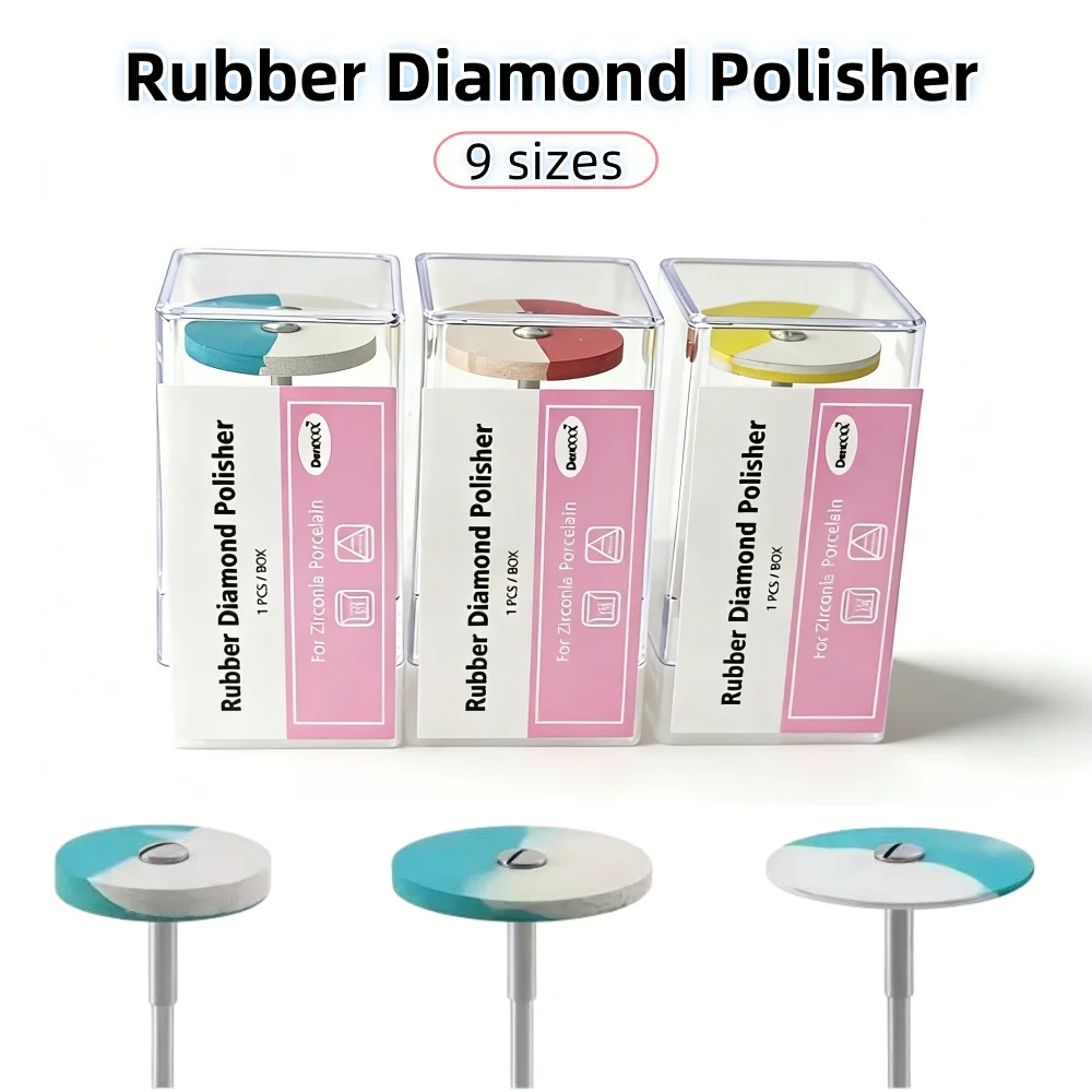 Dental Rubber Diamond Polisher Wheel Disc Polishing Kit Dual-Color , Suitable for Porcelain Metal Grinding Head Polishing Head