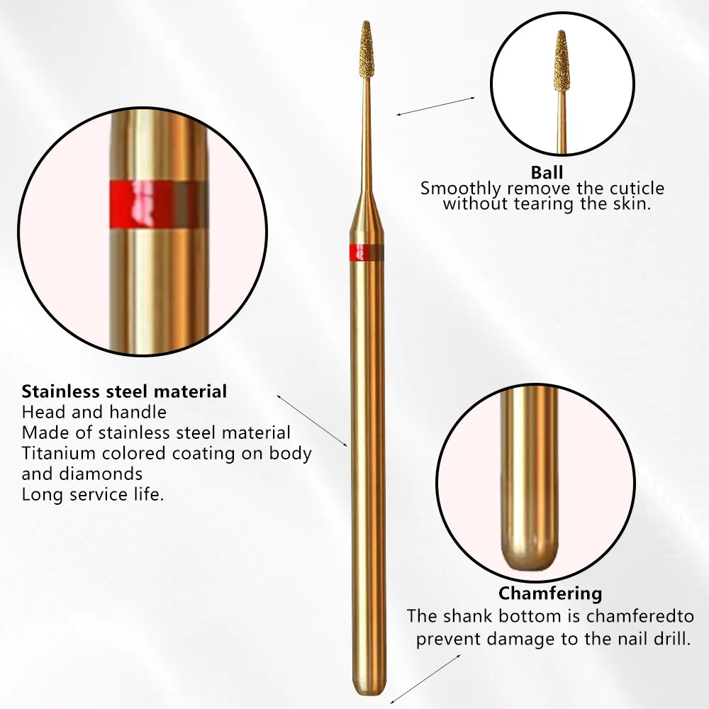 Torcia a forma di mandrino Punte da trapano per unghie diamantate Pro Punta per cuticole russa per unghie Pelle morta Detergente per cuticole Unghie Strumento di pretrattamento