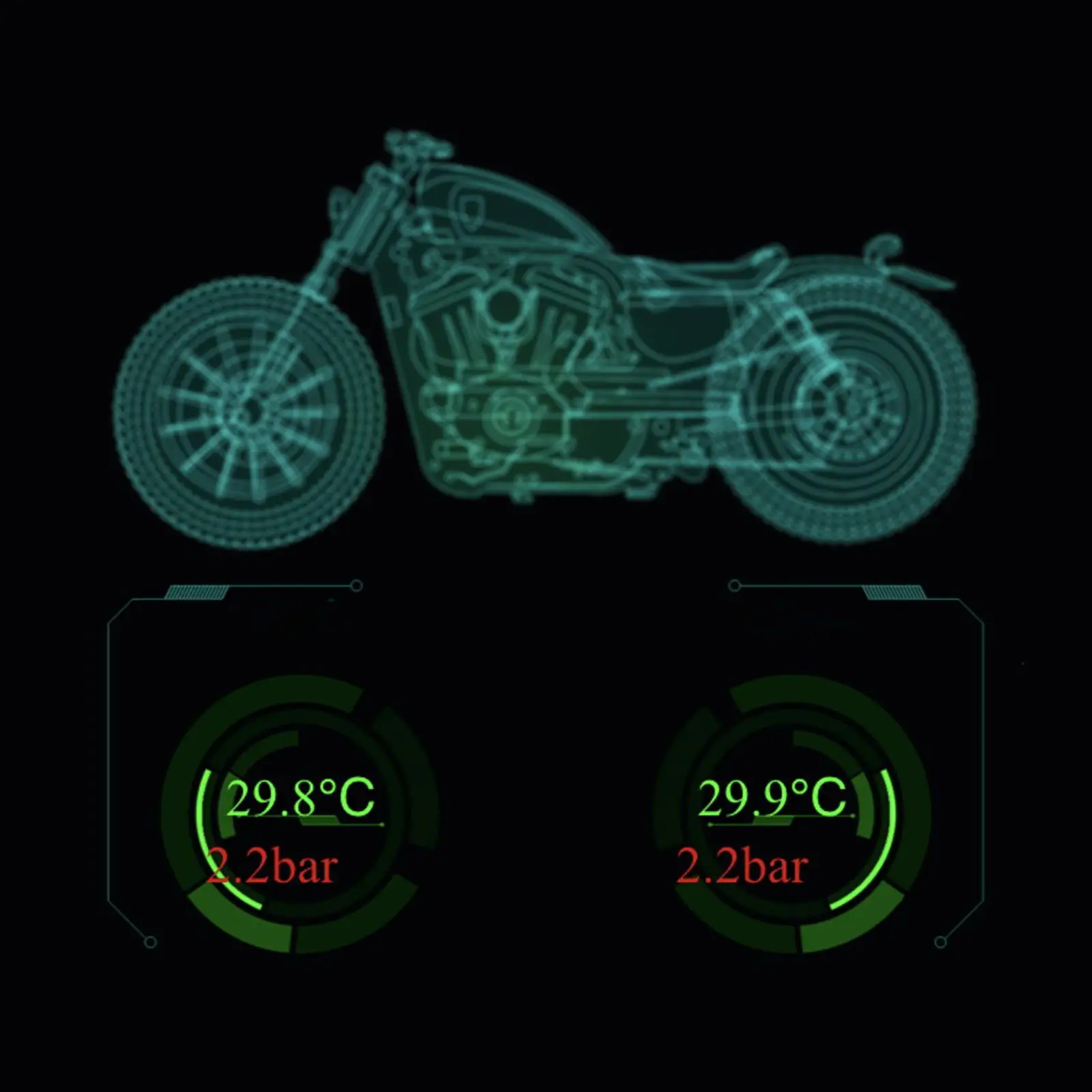 

2-Pack Bluetooth Motorcycle Tire Pressure Monitoring System Sensor TPMS Sensor 0-13.0 Bar Auto Alarm External Fits for Motorbike