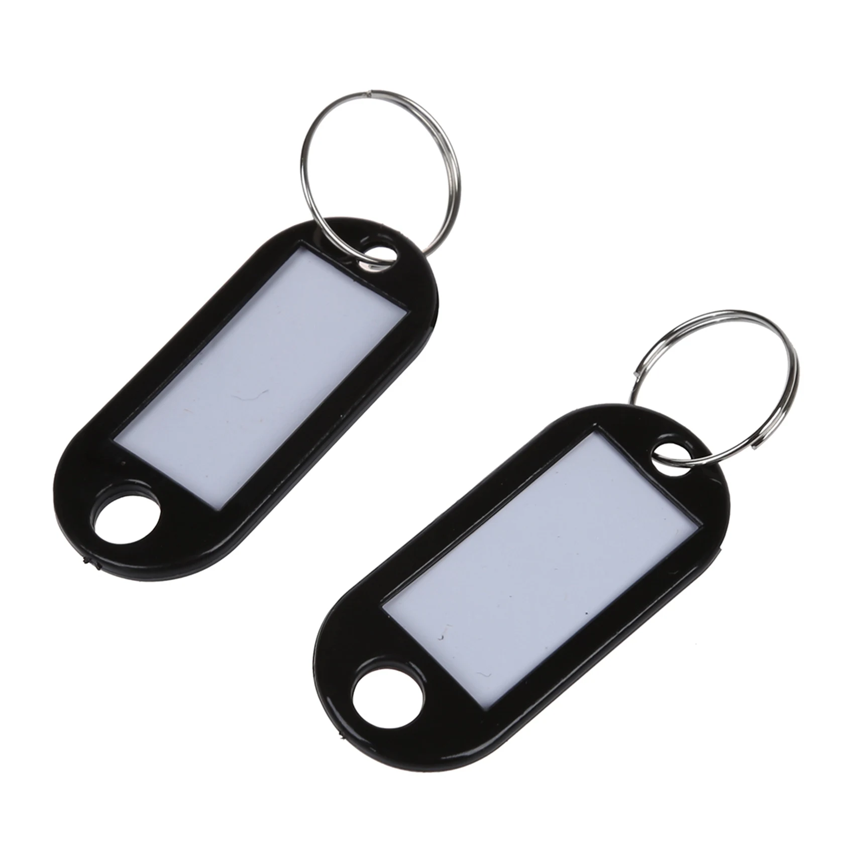 

100 Pcs Key ID Label Tags Split Ring Keyring Keychain Black