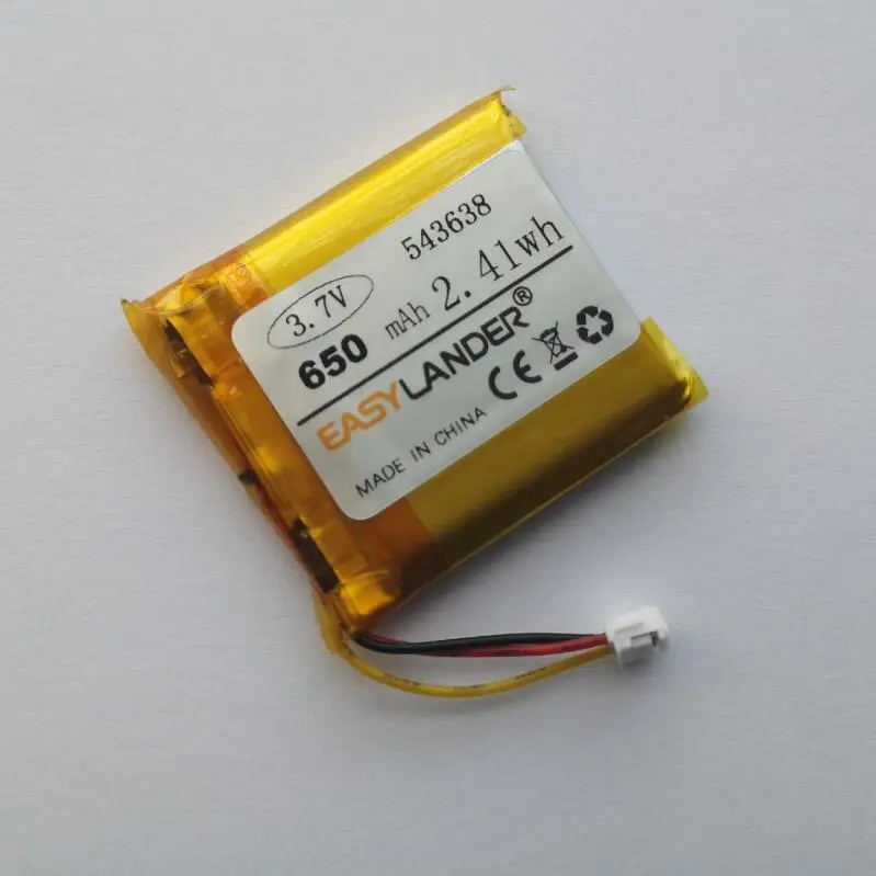 543638 650mAh 3.7V Lithium polymer Battery With plug For Pet GPS Hunting dog GPS DVR MP3 MP4 Replace DESAY 543638