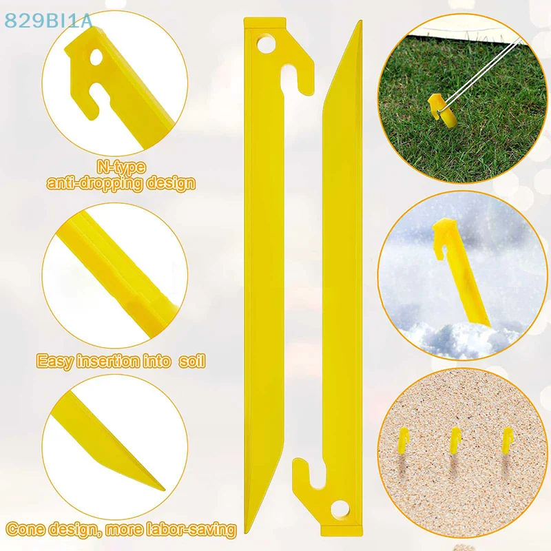 10 قطعة دلو البلاستيك المسامير خيمة القماش المشمع الأرض التخييم الأصفر أوتاد الخيمة ملحق في الهواء الطلق تحديد أوتاد السفر