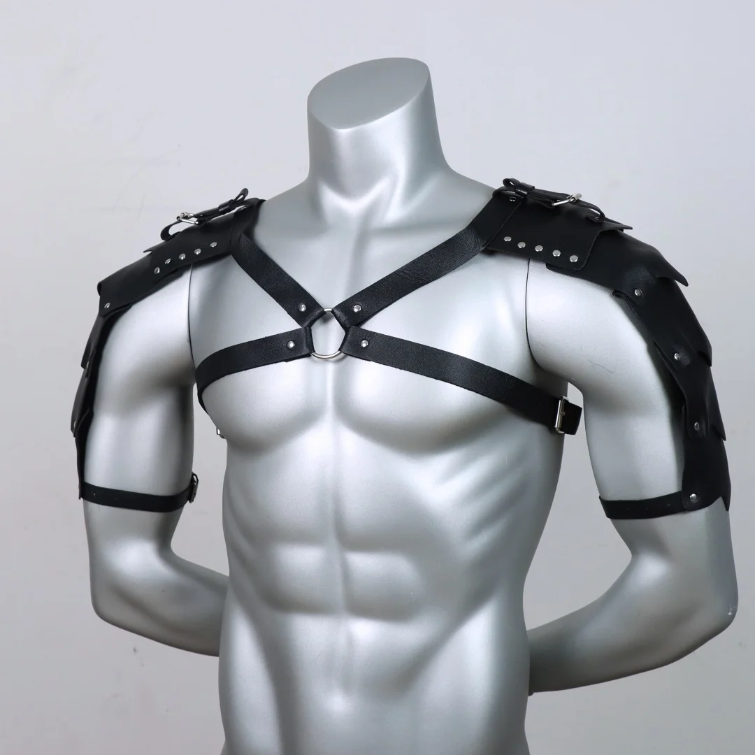 Mittelalterliches Kostüm Cosplay Zubehör Vintage Gothic Leder Harness Gürtel Spaulder Pauldrons Viking Ritter Gladiator Schulterpanzer – Detail 6