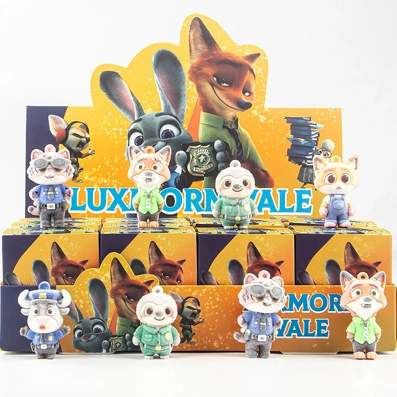 Disney Zootopia Series Blind Box Mini Flocking Keychain Trendy Blind Box Collectible Mystery Box Birthday Festival Gift for Bag