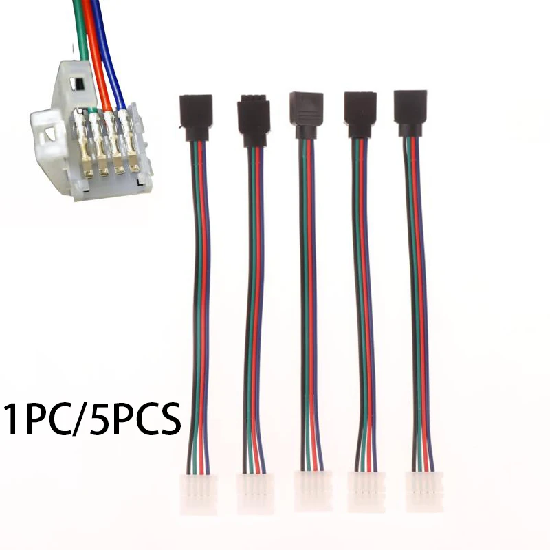 

1/5PCS 4 Conductor Connector For RGBW LED Strips 16.5cm RGB 4 Pin LED Strip Light Connectors Strip To Power Adapter