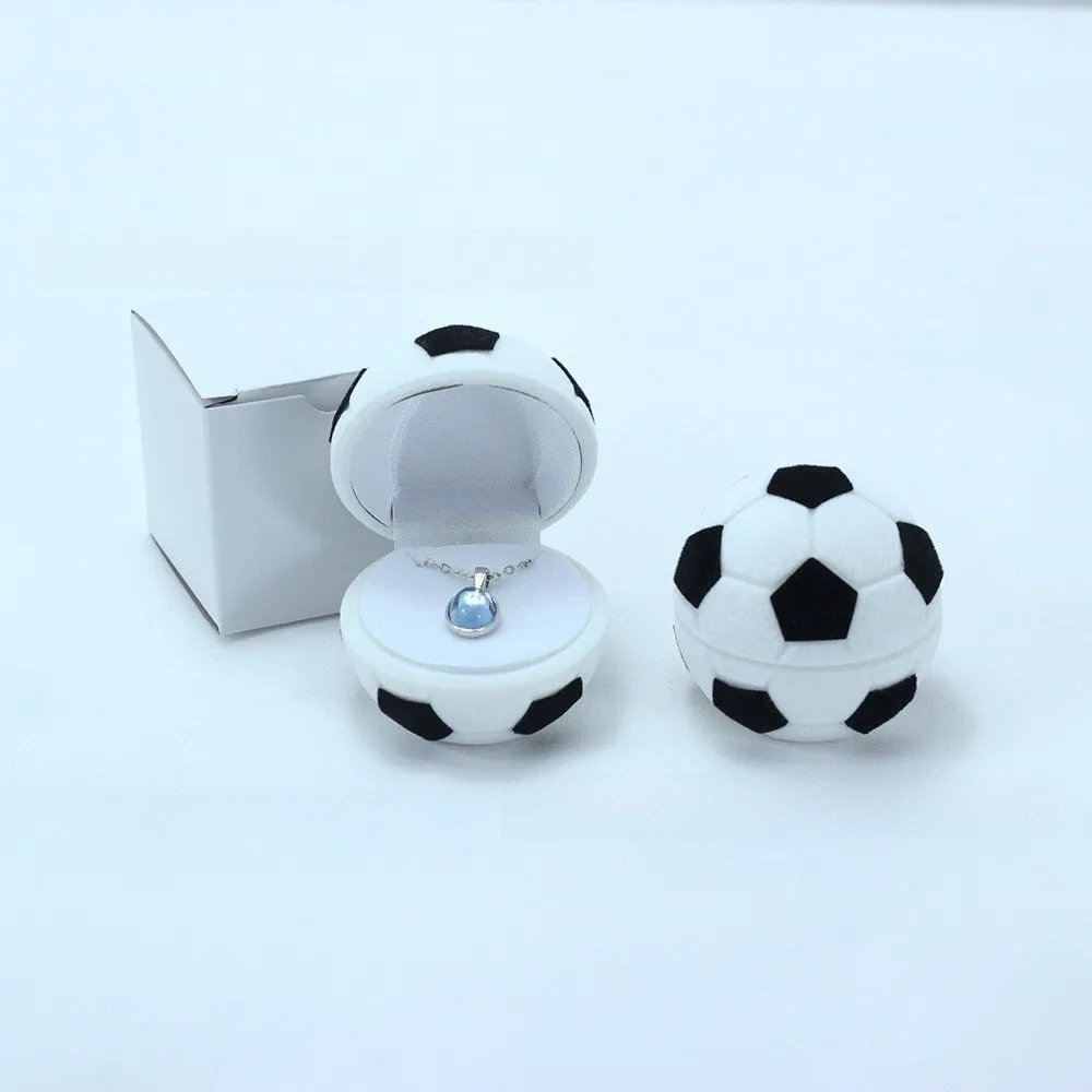 

Silky Velvet Velvet Jewelry Box Compact Size Football Shaped Football Shape Ring Case Gray Color Unique Design Ring Holder