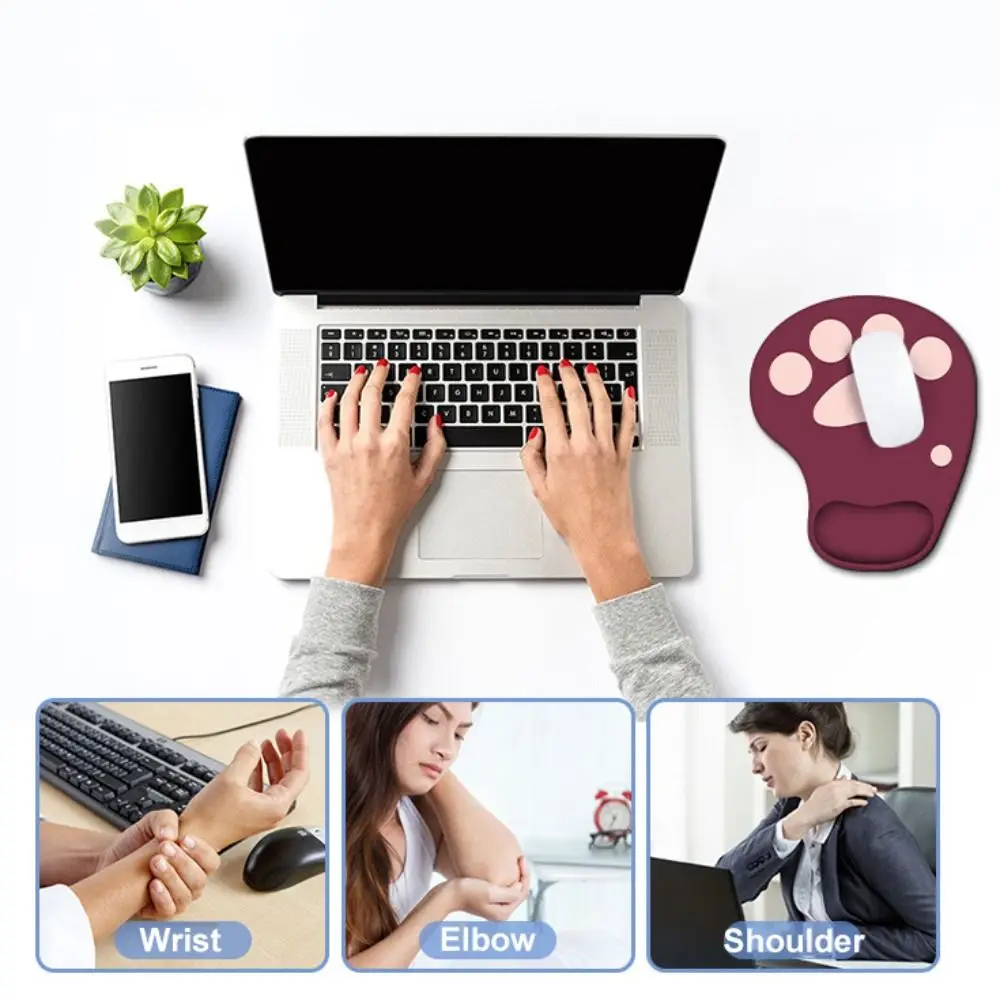 Bonito gato pata descanso de pulso mouse pad silicone antiderrapante mão suporte mouse tapete kawaii confortável gaming mousepad