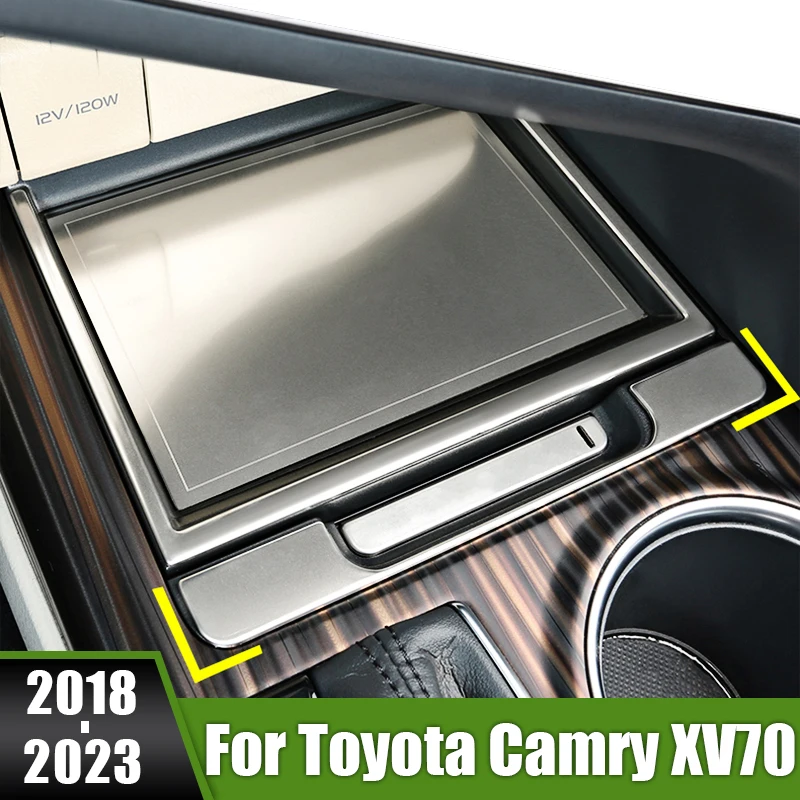 For Toyota Camry XV70 70 2018 2019 2020 2021 2022 2023 Stainless Car Central Console Storage Box Container Cover Decoration Trim