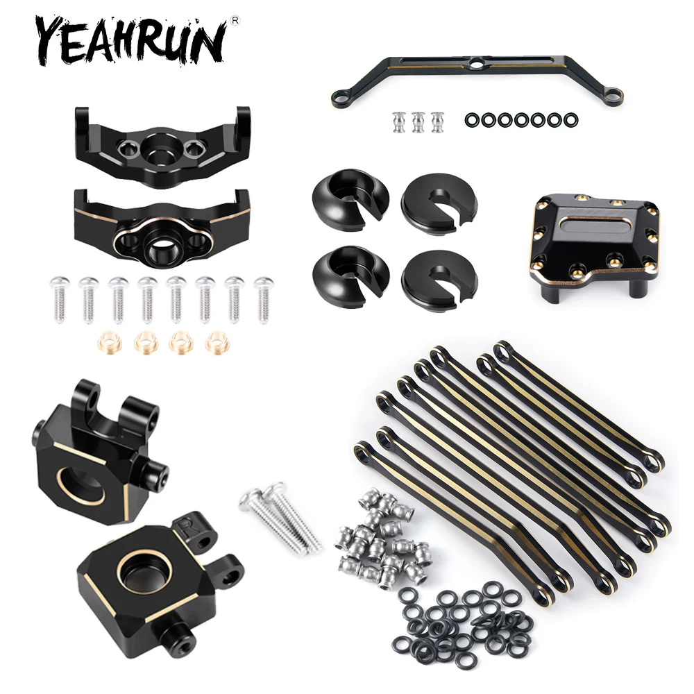 YEAHRUN-nudillos de enlace de dirección de latón pesado, cubierta de Diff, bloques de rueda de enlace elevado, retenedor de resorte para TRX-4M 1/18 RC Car