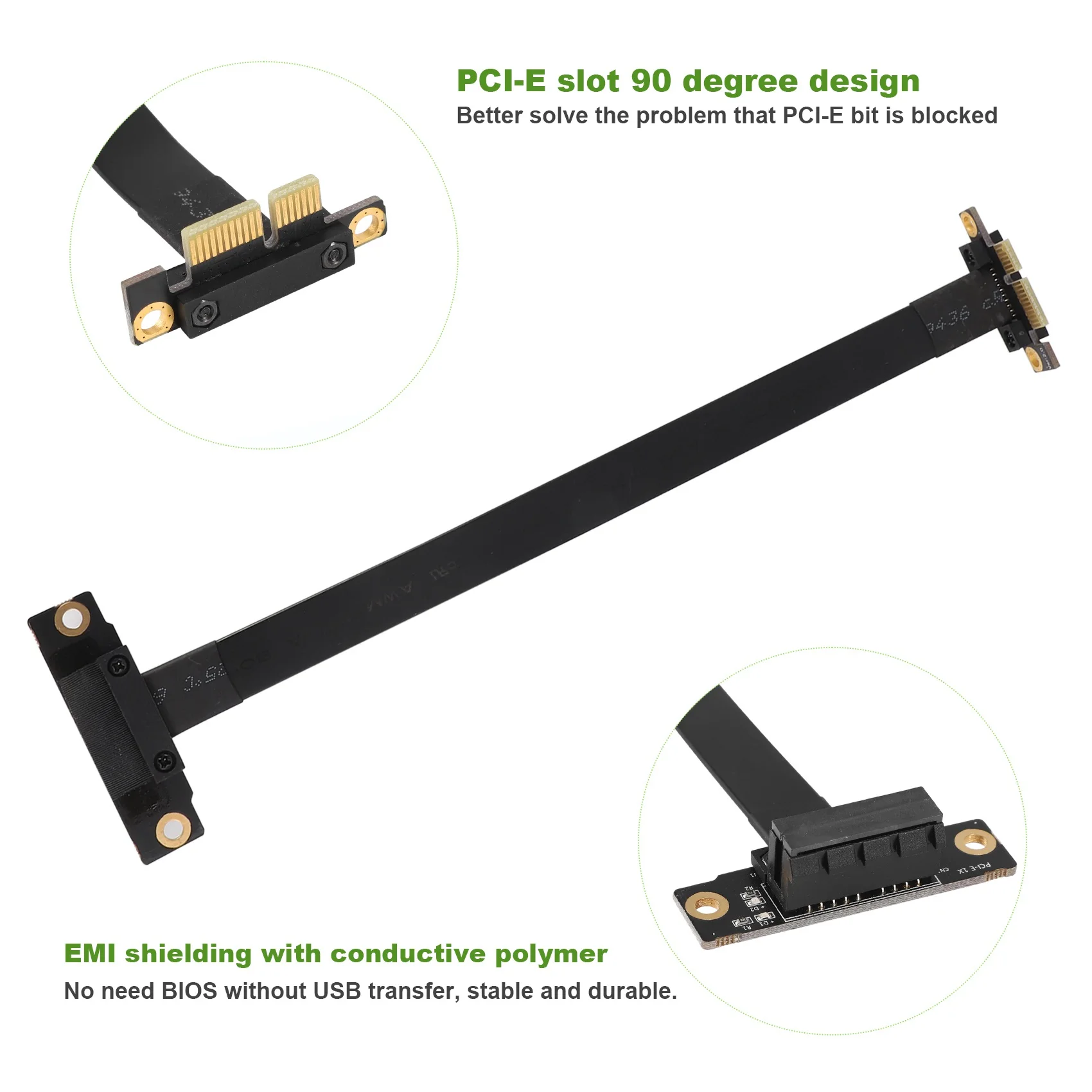 PCIE X1 Riser สาย Dual 90 องศามุมขวา PCIe 3.0X1 ถึง X1 สาย 8Gbps PCI Express 1X Riser การ์ด 20 ซม.