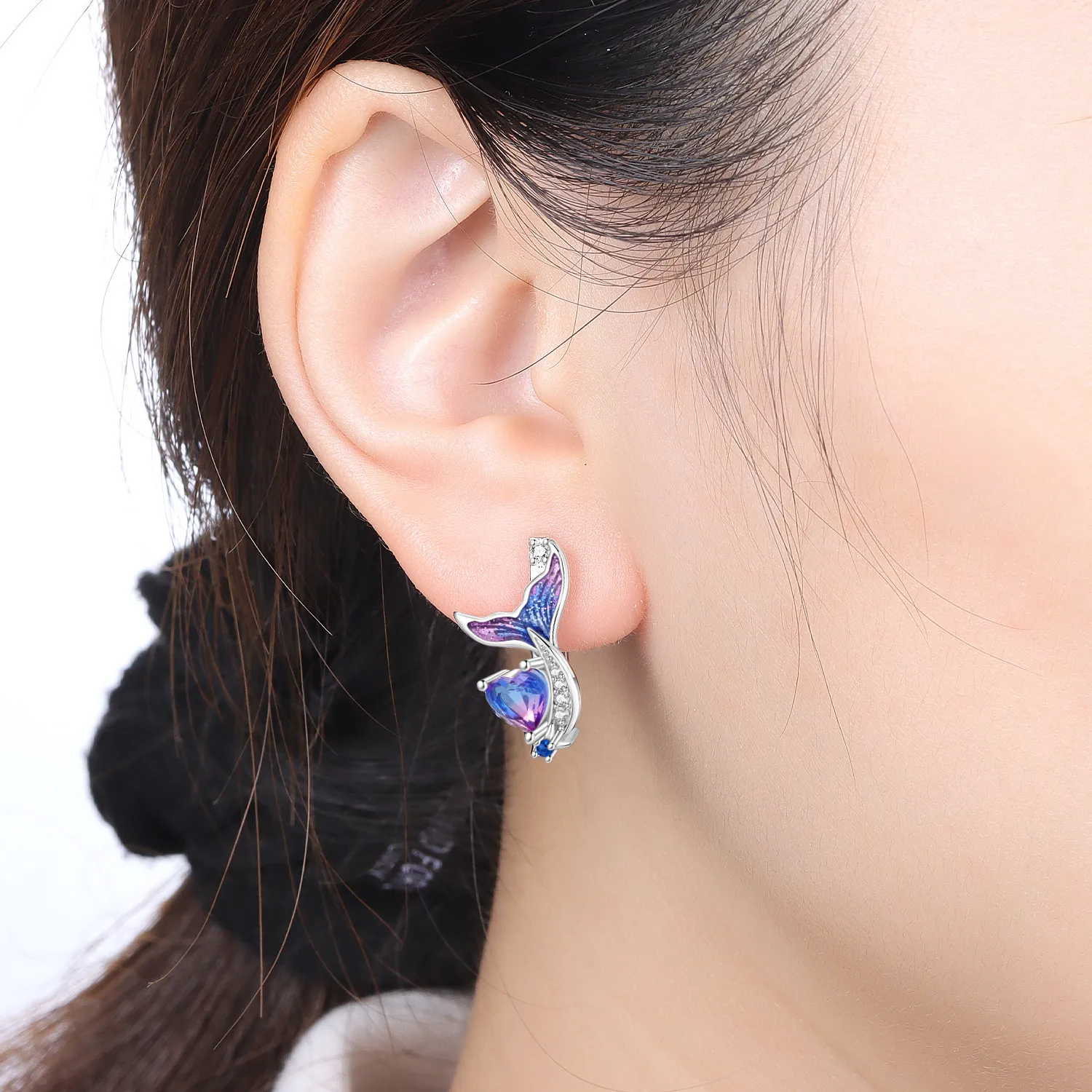 Original-Ohrring aus 925er-Sterlingsilber, wunderschöner, verträumter lila Ohrring für Frauen, Valentinstag, Party, Geburtstag, Geschenk, Trendschmuck – Detail 17
