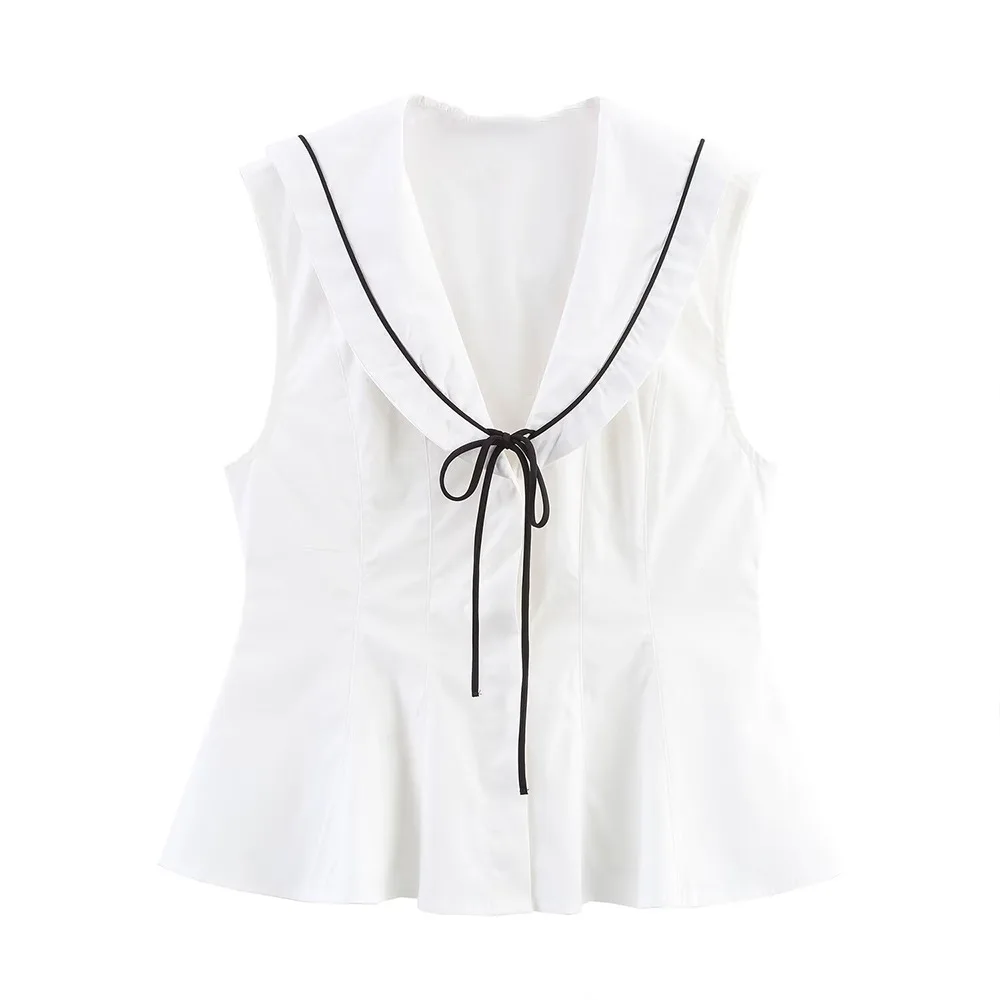 

European and American style 2025 new summer design sweet style top shows temperament simple and versatile