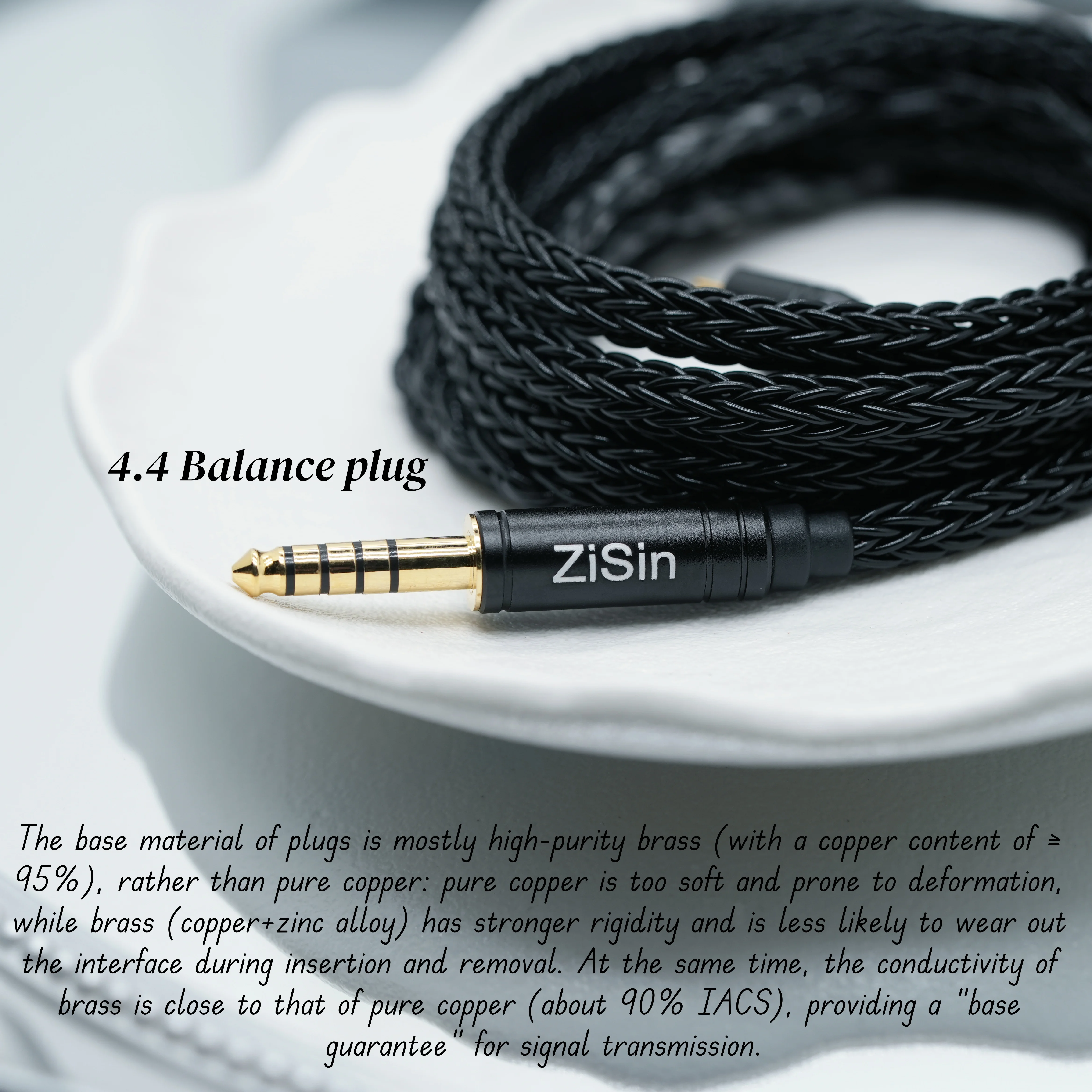 ZiSin-330HFI no ouvido cabo de fone de ouvido de alta fidelidade, interface de plugue balanceado de 4,4 mm com pino EMbutido de 2 pinos/MMCX,
