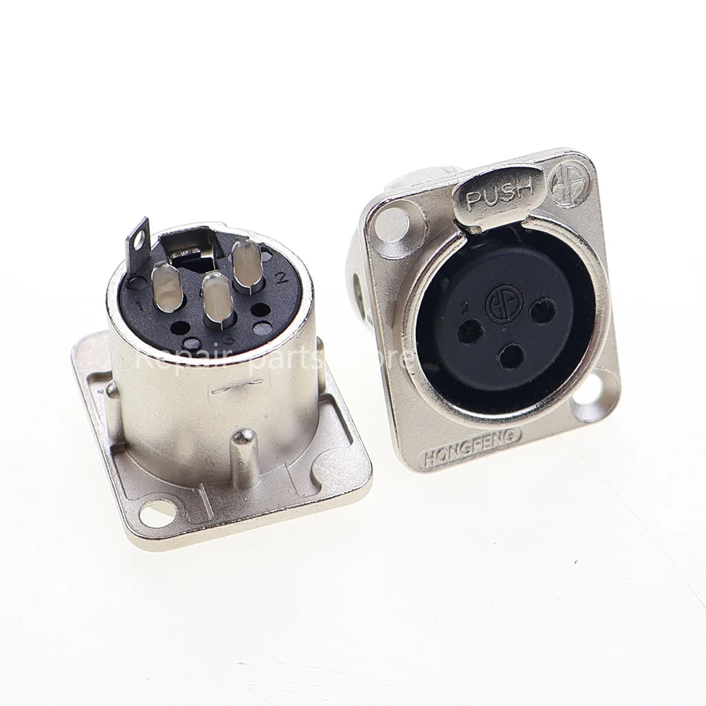 Männlicher und weiblicher Audio-Mikrofonanschluss HF XLR 3-Pin-Buchse Steckverbinder Schwarz Silber YS145BG YS146BG Kupferkontakt XLR Metallbuchse – Detail 3