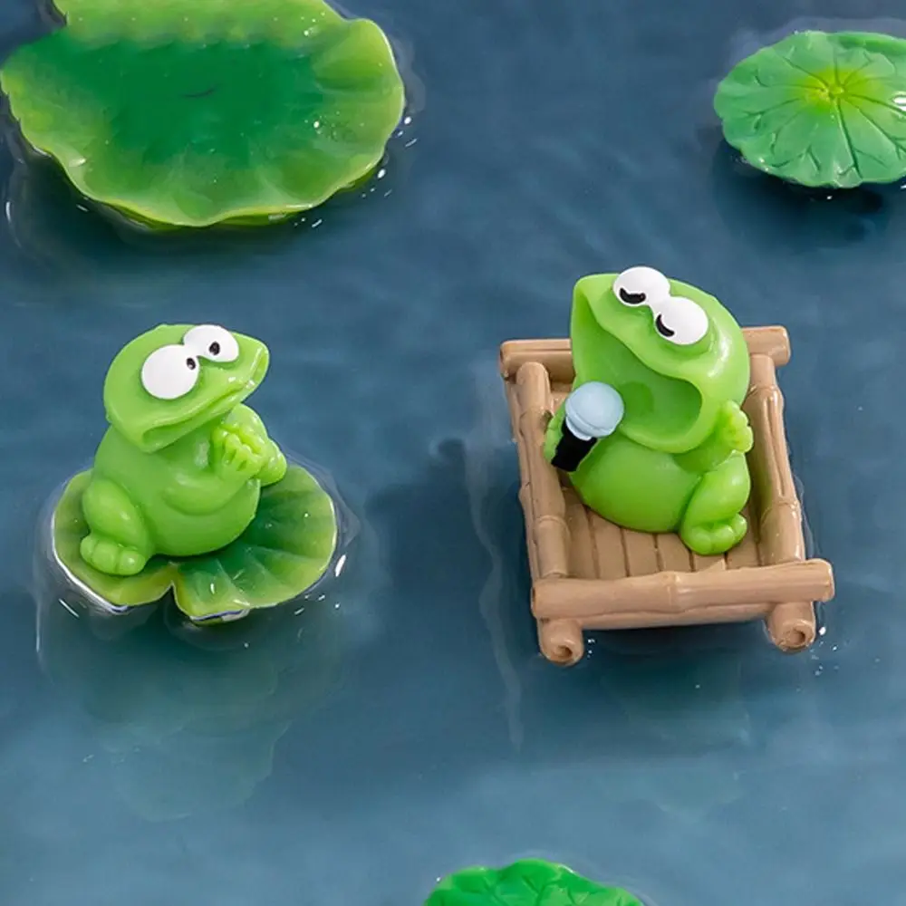 Cartoon Big Mouth Chorus Frogs Figurine Resin Crafts DIY Big Mouth Frogs Statue Cute Mini Frogs Ornament Home Decor