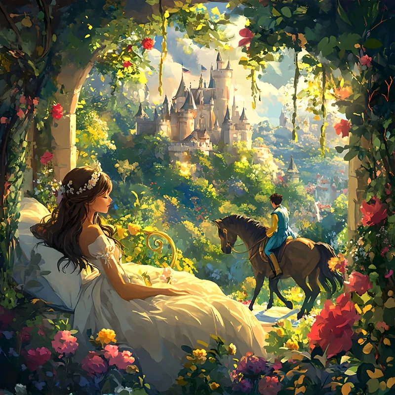 38x38cm Finger Jigsaw Puzzle Mini Size Puzzle Micro 1000 Pieces Princess and Prince - Adults & Collectors, Home Decor  38x38cm