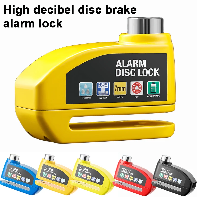 Serrure d'alarme de moto, frein à disque de roue avec clé, cadenas antivol étanche pour moto, Scooter, vélo, verrouillage de frein à disque de sécurité
