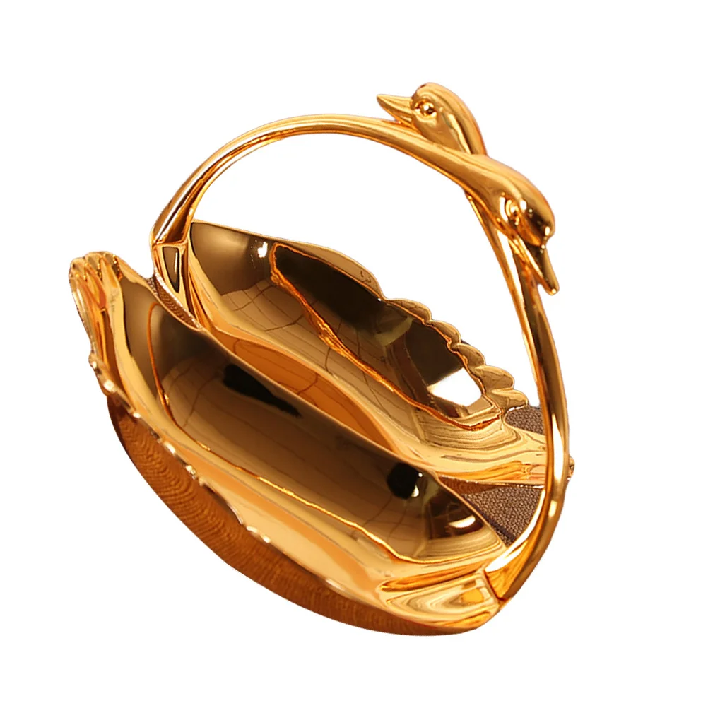 

1Pcs Decorative Snack Plate Premium Metal Fruit Swan Pattern Perfect for Dry Fruits Candies Home Kitchen Party Wedding