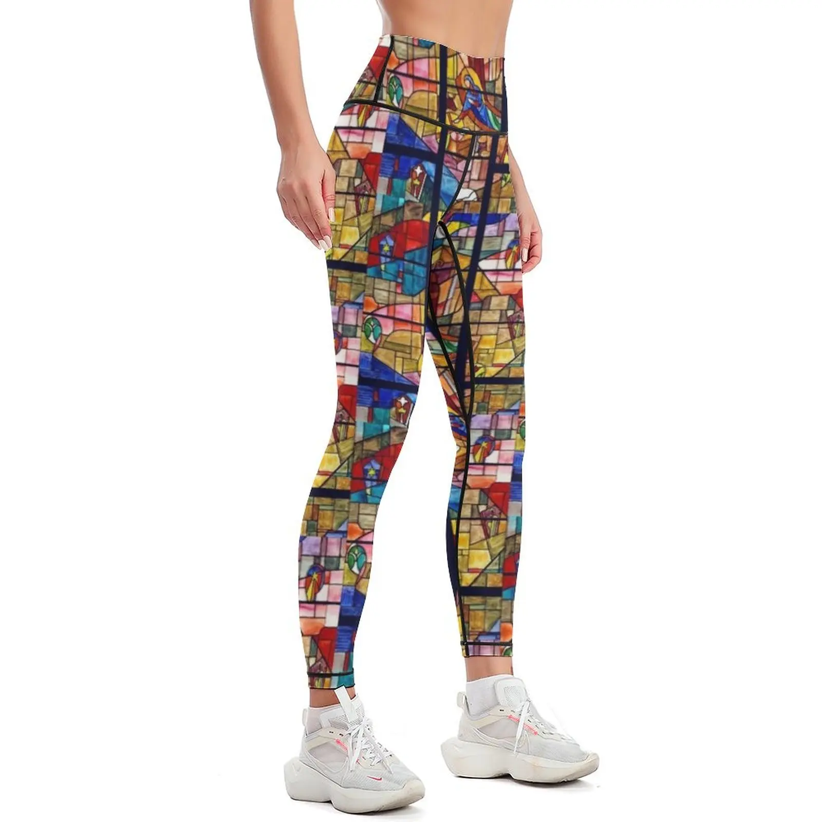 Stained Glass Nativity Leggings sports tennis for Female legging pants joggers for Womens Leggings