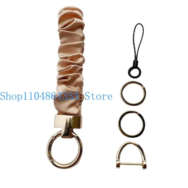 652F Practical Metal Keychain Hair Band Phone Lanyard Scrunchie Keychain Wristlet