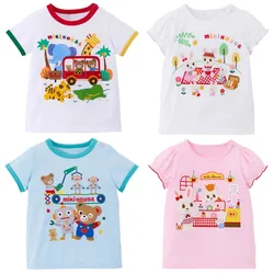 Summer Children's Short Sleeved T-shirts  Japanese Cartoon Cute Bear Rabbit  T-shirt  Baby Boys Clothes  Baby Girls Tops
