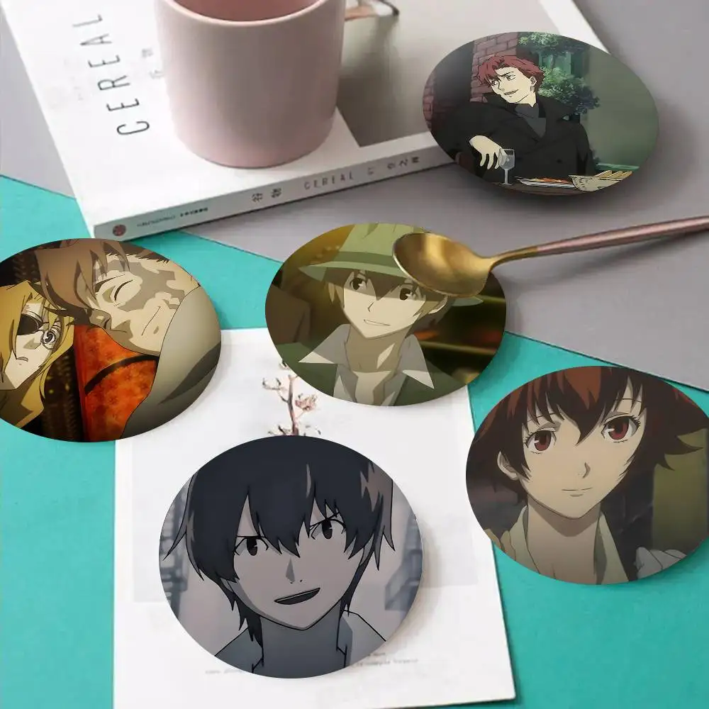 1pc BACCANO! Wooden Coaster Colour Printing Cup Mat Home Desk Decoration Gifts