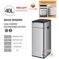 40L Trash Bin Intelligent Induction Home With Lid Toilet Kitchen Smart Large Capacity Living Room Automatic Packing Trash Can