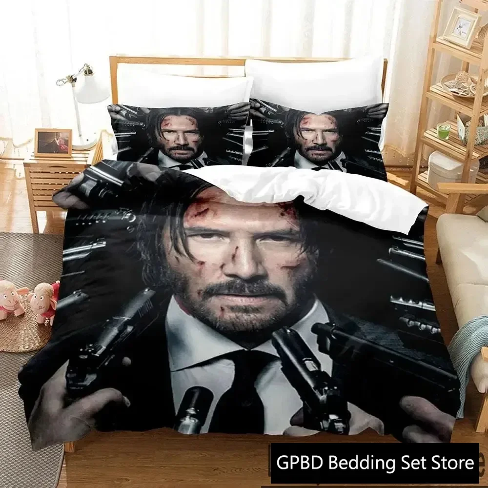 

3D Print John Wick Bedding Set Duvet Cover Bed Set Quilt Cover Pillowcase Comforter king Queen Size Boys Adult Bedding Set