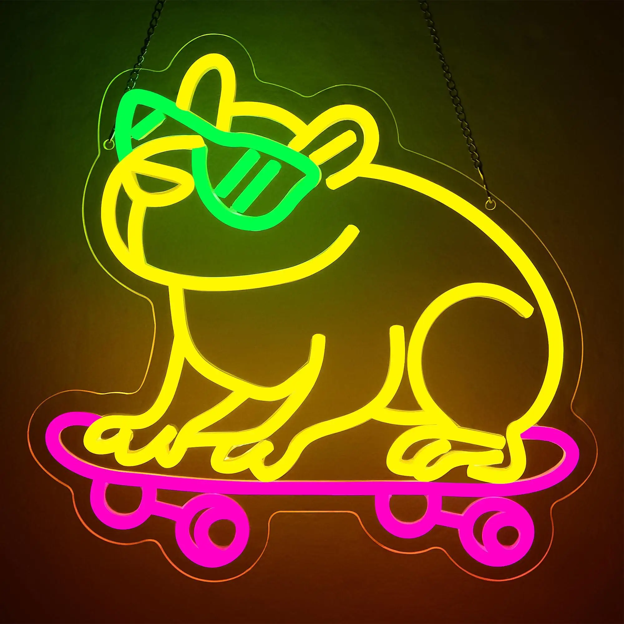 Capybara Neon Sign for Wall Decor Animal Neon Sign for Bedroom Cartoon Animal LED Light for Pet Store Party Decor Gifts
